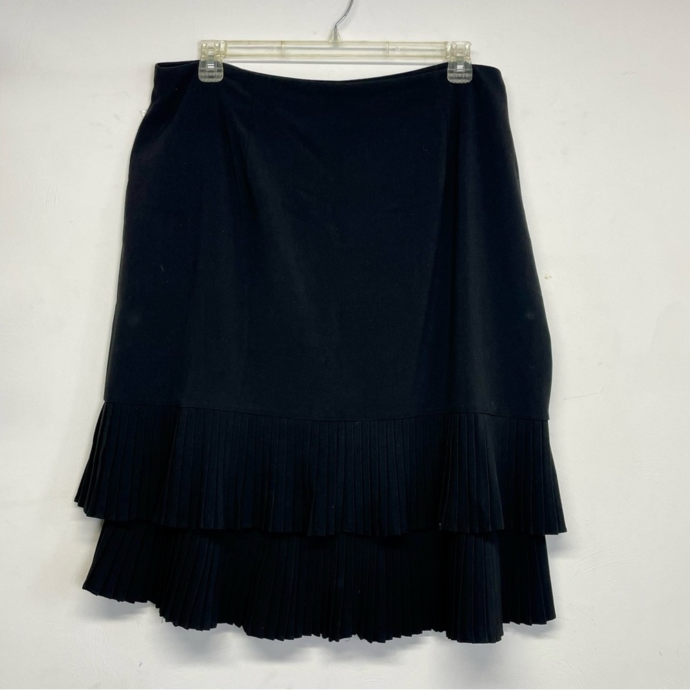 Cato Woman's A-Line Tiered Skirt Black Pleated Ruffle Zip Size 18W